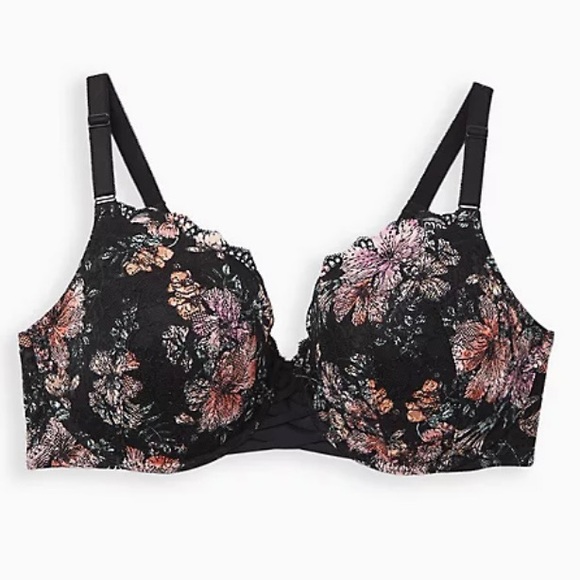 NWT Torrid Black Floral Lightly Lined Lace Wireless Bra 360 Back Smoothing 44DDD - Picture 1 of 11